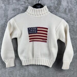 Polo Ralph Lauren Sweater Youth Size 5 American Flag Cotton Knit Preppy Cotton